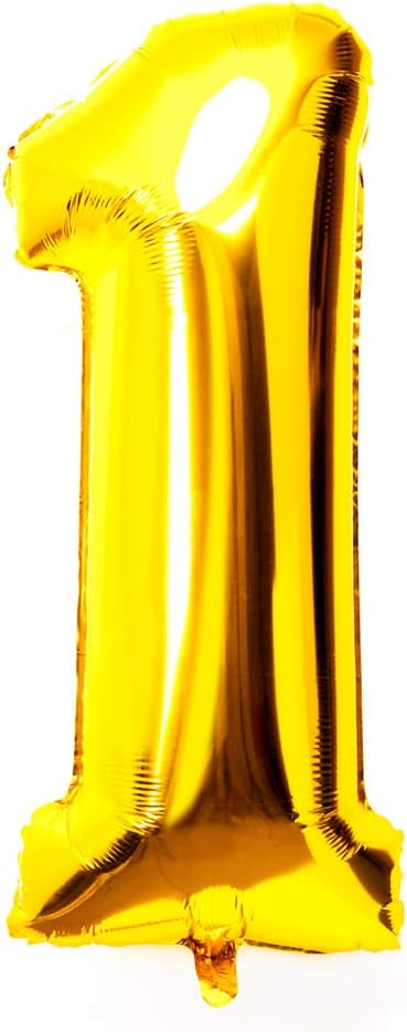 40 Inch Large Foil Helium Number Balloon Birthday Wedding Party 0-9 (Gold, 1)
