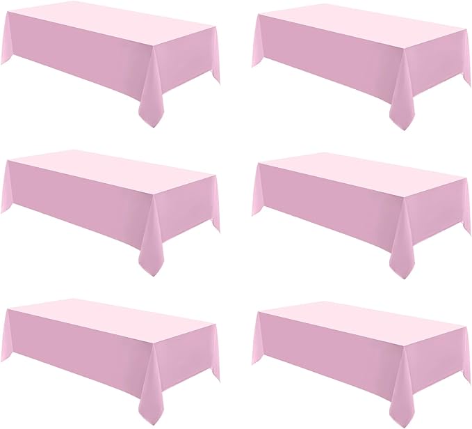 VidaFete Tablecloth 6 Pack 90 * 156inch Rectangle Table Cloth Polyester, Stain Wrinkle Resistant Polyester Dining Table Cover for Kitchen Dinning Party Wedding Rectangular Buffet Decoration(Pink)