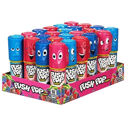 Push Pop Easter Candy Variety Pack, 24Ct Bulk Individually Wrapped Lollipops in Assorted Flavors, Full Size, Fun Hard Candy For Birthday Parties, Easter Basket Stuffers, Egg Fillers, Party Favors