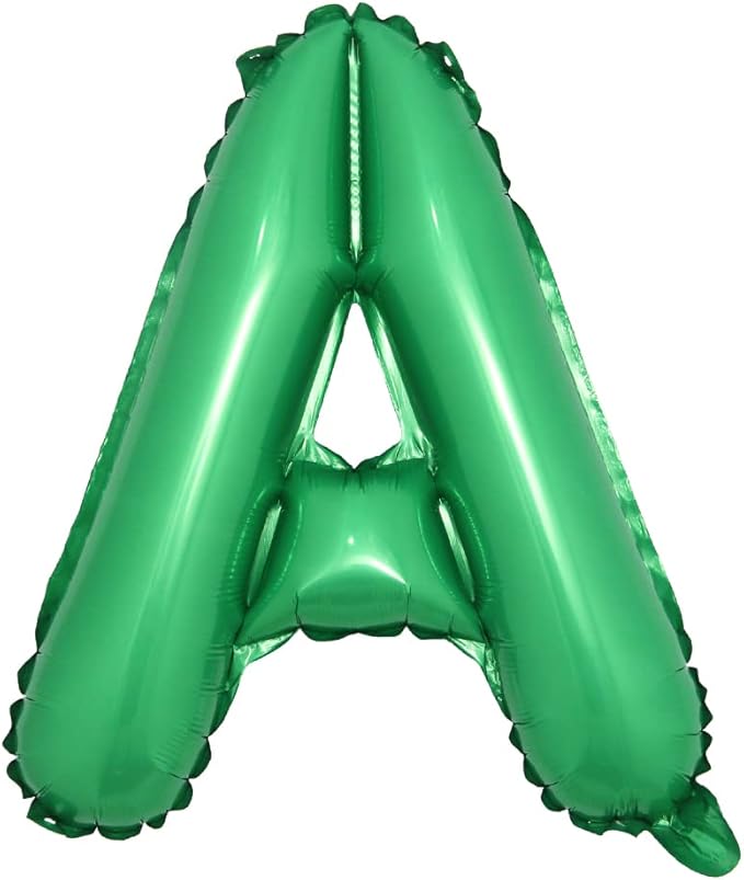 16 inch Green Alphabet Letter and Number Balloons Set Package, Aluminum Hanging Foil Film Banner Mylar Balloon for Birthday Party Decoration Custom Word (A-Z, 0-9) (16 inch Green A)