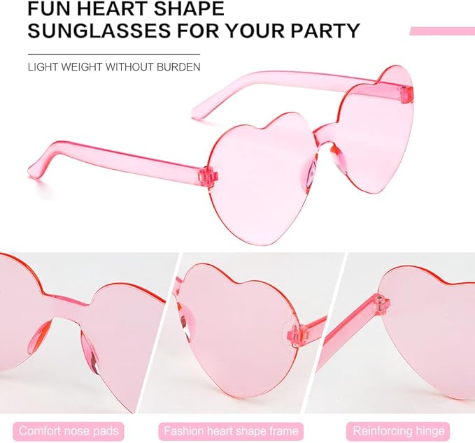 Heart Sunglasses 2 Pairs Heart Shaped Sunglasses Womens Heart Glasses Rave Sunglasses for Women Party Favors