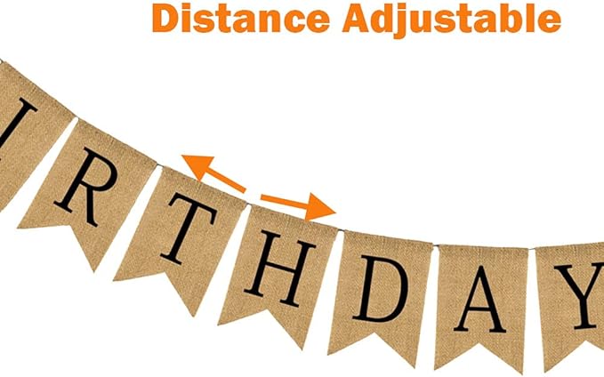 Happy Birthday Banner - Burlap Black Happy Birthday Sign - Neutral Birthday Party Decorations for Man/Woman/Boy/Girl