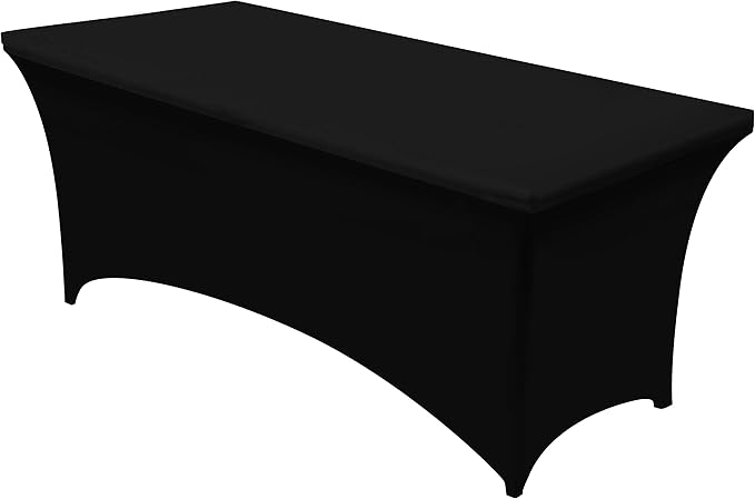 Utopia Kitchen Spandex Tablecloth 1 Pack [8FT, Black] Tight, Fitted, Washable and Wrinkle Resistant Stretch Rectangular Patio Table Cover for Event, Wedding, Banquet & Parties [96Lx30Wx30H Inch]