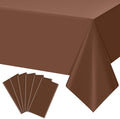6Pcs Brown Plastic Tablecloths for Rectangle Tables,Disposable Chocolate Table Cloth,Waterproof Tan Table Cover for Fall Thanksgiving Harvest Birthdays Weddings Party Decorations,54 x 108 Inch