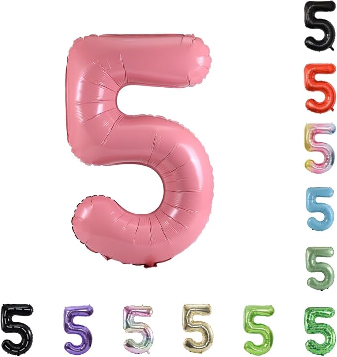 40 Inch Large Foil Helium Number Balloon Birthday Wedding Party 0-9 (Baby Pink, 5)