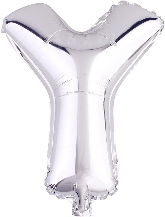 Glanzzeit 16 Inch Silver Foil Balloons Letters A to Z Numbers 0 to 9 for Prom Wedding Birthday Party Decor (Letter Y)