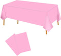 2 Pack Pink Plastic Tablecloth 54 x 108 Inch Disposable Table Cloth Rectangular Table Cover for Indoor or Outdoor Parties Engagement Wedding Bridal Shower Banquet