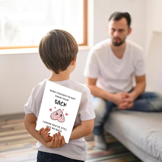 UUEFKTN Funny Father's Day Card For Stepfather Stepdad Bonus Dad, Humorous Fathers Day Card Gift for Stepdad From Stepdaughter Stepson Stepkids, Hilarious Bonus Dad Fathers Day Gift