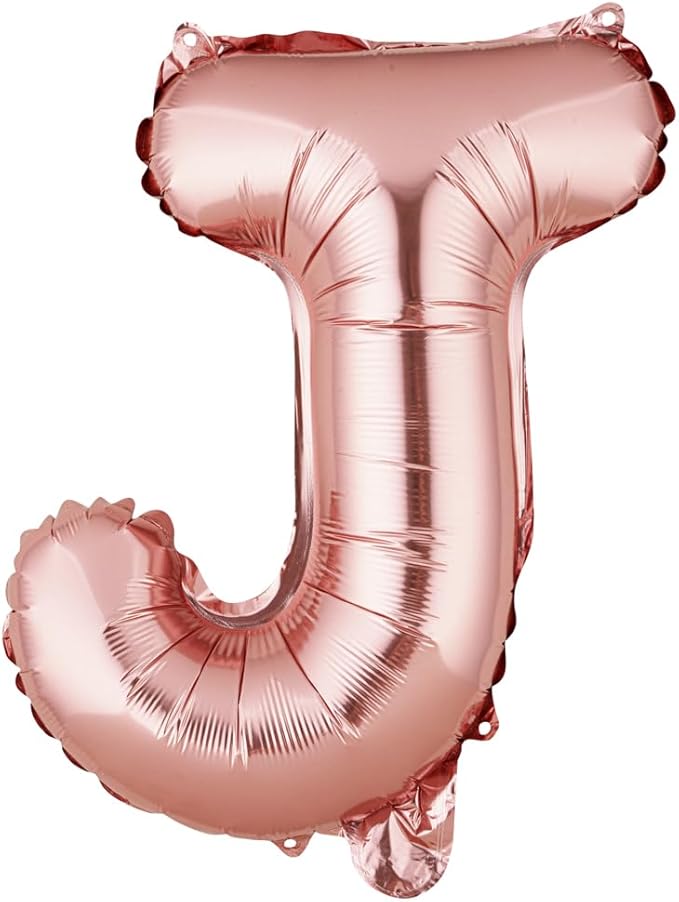 Restaurantware-Balloonify 16 Inch Letter Balloon, 1 Alphabet Party Balloon - Letter J, Self-Sealing, Rose Gold Foil Mylar Finish, Hanging Loop, Decoration For Birthday, Wedding, Or Graduation
