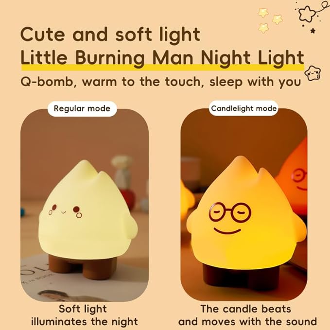 Bonfire Night Light, Flame Night Light, USB Charging Cute Flame Light, The Best Gift for Boys and Girls Bedroom Decoration Camping Trip