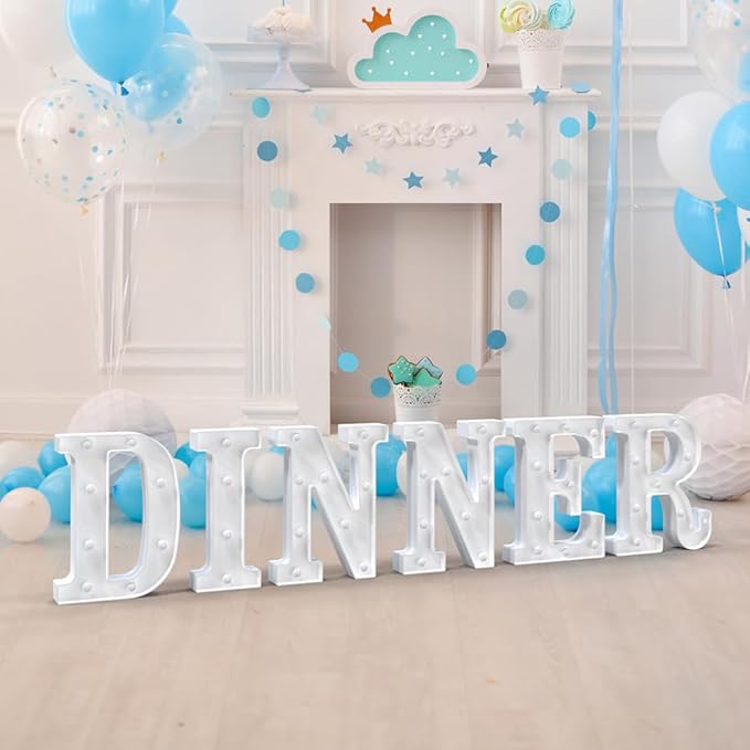 Marquee Light up Letters, 26 Alphabet LED Lights, Night Light White Plastic Letters for Engagement Party Wedding Baby Shower Birthday