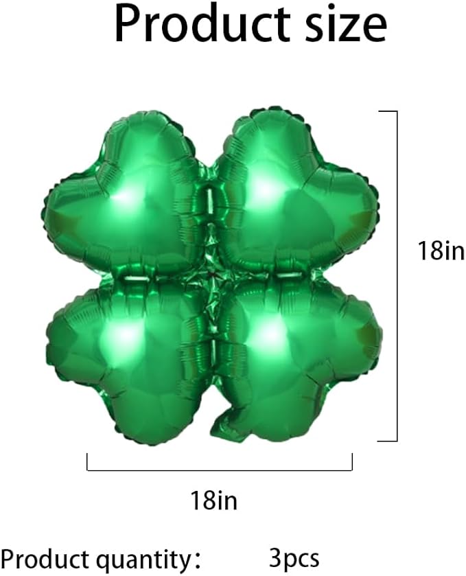 St. Patrick's Day Balloons Four-leaf Clover Balloons Four Leaf Balloon for St. Patrick's Day Party Decorations St. Patrick's Day Themed Party St. Patrick's Day Decorations Decor Supplies 3pcs
