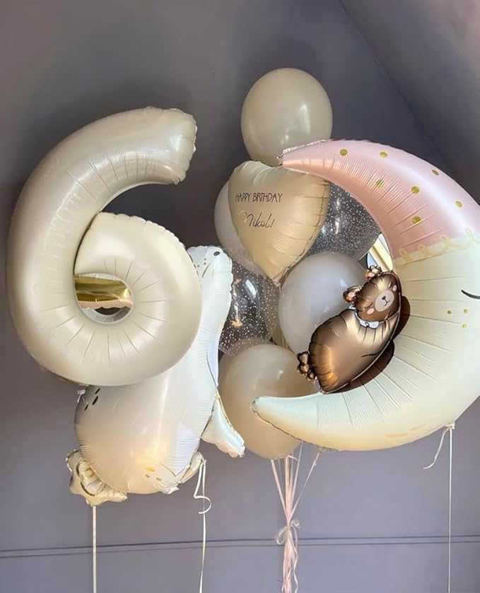 40 Inch Number 8 Balloon, Cream White 8 18 28 80 Birthday Balloons for Men Boys, 8th Birthday Decorations Party Supplies, Wedding, Graduations