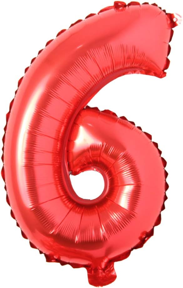 16" inch Single Red Alphabet Letter number Balloons Aluminum Hanging Foil Film Balloon Wedding Birthday party decoration banner Air Mylar Balloons (16 inch Red 6)