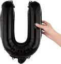 Restaurantware-Balloonify 16 Inch Letter Balloon, 1 Alphabet Party Balloon - Letter U, Self-Sealing, Black Foil Mylar Finish, Hanging Loop, Decoration For Birthday, Wedding, Or Graduation