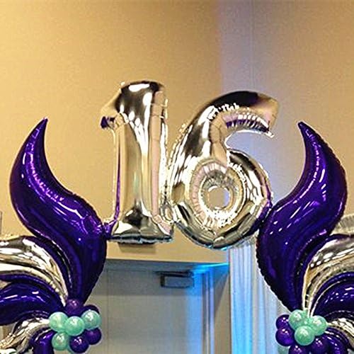 Glanzzeit 16 Inch Silver Foil Balloons Letters A to Z Numbers 0 to 9 for Prom Wedding Birthday Party Decor (Number 9)