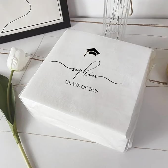 Personalized Graduation Party Disposable Napkins, Custom Grad Party Decor, Class Of 2025, Congratulations Grad, Gifts For Graduations Parties Style 4