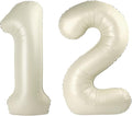 40 Inch Number Balloons, Balloons for Woman Man 12th Birthday Decoration, Cream Foil Number 12 Ballon for 12, 21 Wedding, Anniversary, Bridal Shower, Graduation, Valentine's Day
