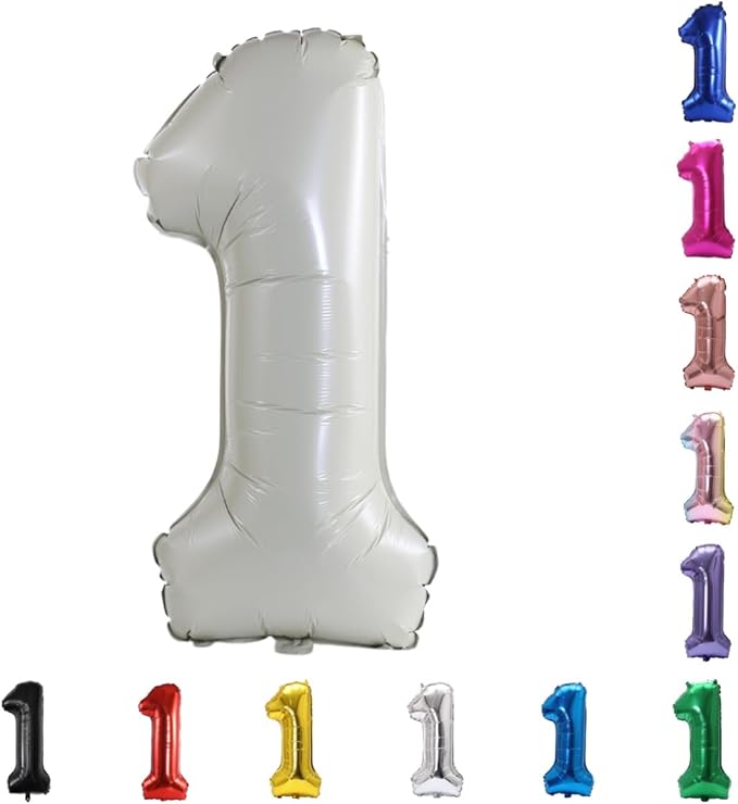 YPSelected 32 Inch Large Foil Helium Number Balloon Birthday Wedding Party 0-9 (Ivory, 1)