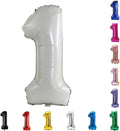 YPSelected 32 Inch Large Foil Helium Number Balloon Birthday Wedding Party 0-9 (Ivory, 1)