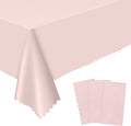 3 Pack Plastic Light Pink Tablecloths, 54 X 108Inch Disposable Spring Tablecloth Scalloped Mother's Day Table Cloth for Rectangle Tables Table Cover for Easter Baby Shower Bridal Tea Party Wedding