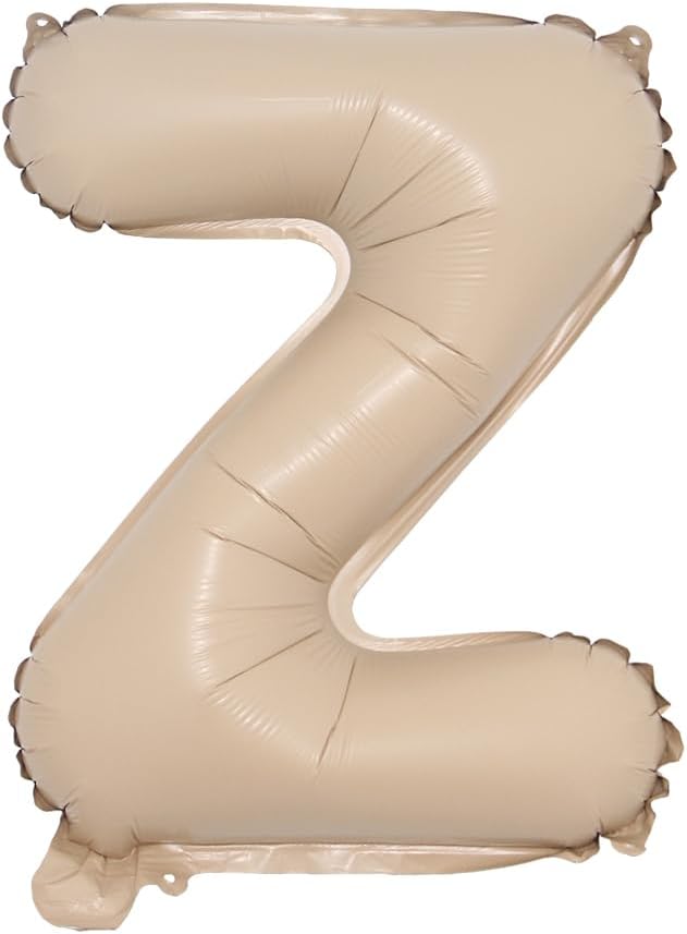 16 inch Caramel Foil Letter Alphabet number Balloon Happy Birthday Party Balloons Wedding Decoration Kids Toys Baby Shower Air Balloon (16 inch Caramel Z)
