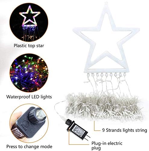 Christmas Decorations Outdoor,11.5 ft 317 LED Star Christmas Tree Lights,8 Memory Lighting Modes&Timer Star Light for Yard,Wedding,Party, Decorations(Multicolor)