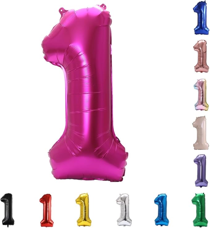 YPSelected 32 Inch Large Foil Helium Number Balloon Birthday Wedding Party 0-9 (Rose Red, 1)