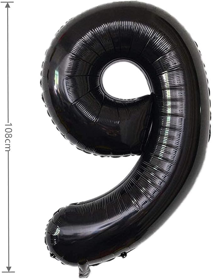40 Inch Large Foil Helium Number Balloon Birthday Wedding Party 0-9 (Black, 9)