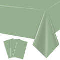 MRJ 3 Pack Sage Green Plastic Tablecloths 54 x 108 Inch for Rectangle Tables Decorative Party Holiday Birthday Disposable Table Cloth