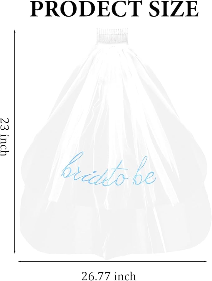 Chanaco Bride to Be Veil Bachelorette Party Accessories Bridal Shower Decorations Short Veils with Comb Favors Wedding Gifts (white blue)