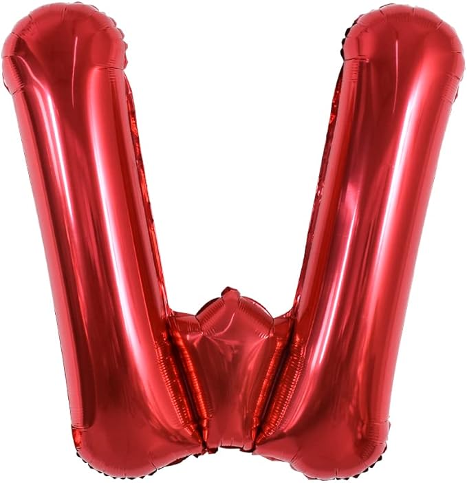 TONIFUL 40 Inch Large Bright Red Letter Balloons A-Z, Giant Jumbo Helium Foil Mylar Big Letter W Balloons for Birthday Party Anniversary Wedding Decorations