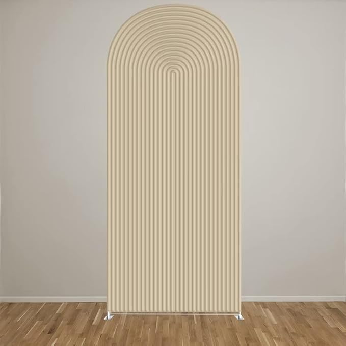 HUAYI Light Tan Ripples Pattern Arch Backdrop Cover for Birthday Party Wedding Baby Shower Decorations Chiara Backdrops Arched Wall Frame Stands Covers Props GP-454 3ft * 6ft
