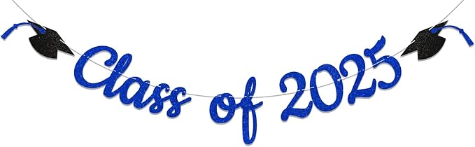 Class of 2025 Banner, 2025 Graduation Party Decorations, Congrats Grad 2025 Bunting Sign, We are So Proud of You Banner, Congrats Grad Party Supply (Blue)
