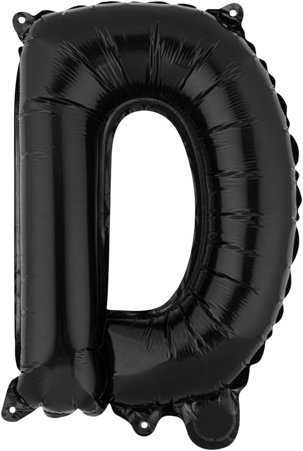 Restaurantware-Balloonify 16 Inch Letter Balloon, 1 Alphabet Party Balloon - Letter D, Self-Sealing, Black Foil Mylar Finish, Hanging Loop, Decoration For Birthday, Wedding, Or Graduation