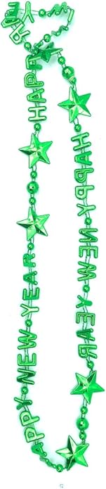Pack of 12 Happy New Year Eve Assorted Shiny Color Party Bead Necklaces