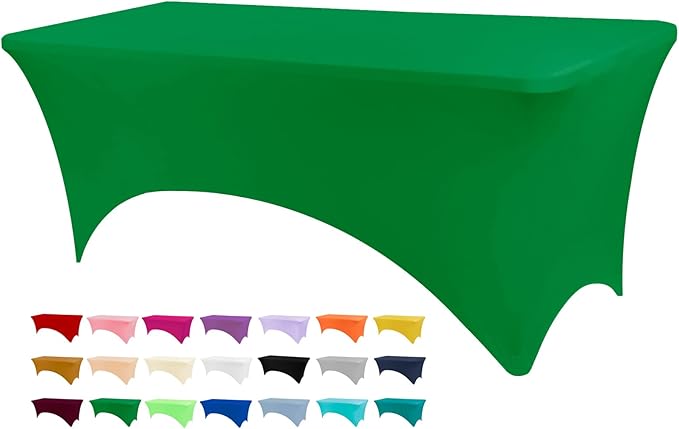 4ft Table Cover Fitted, Emerald Green Spandex Table Covers, Washable and Wrinkle Resistant Stretch Tablecloths Rectangle for Events, Wedding, Banquets, Parties