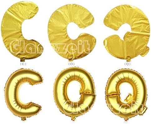 Glanzzeit 16 Inch Gold Balloons Decor Letters A to Z Numbers 0 to 9 for Wedding Prom Birthday Party (Letter Q)