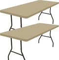 Smiry 2 Pack Rectangle Picnic Table Cloth, Waterproof Elastic Fitted Tablecloths, Washable Polyester Rectangular Patio Table Cover for Camping, Indoor and Outdoor (Taupe, 30"x48")