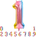 TONIFUL 40 Inch Rainbow Large Numbers Balloons 0-9, Number 1 Digital 1 Helium Balloons, Foil Mylar Big Number Balloons for Birthday Party Anniversary Supplies Decorations