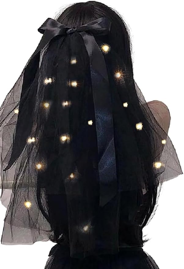 Light up Veil Short Bow Veils Wedding Bridal Veil for Bachelorette Party Veils Hair Accessories for Women