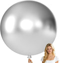 KALOR Metallic Silver Giant Balloons 36 Inch Large Latex Balloons, 4 Pack Jumbo Round Helium Balloon for Birthday Bridal Shower Wedding Baby Shower Party Decorations