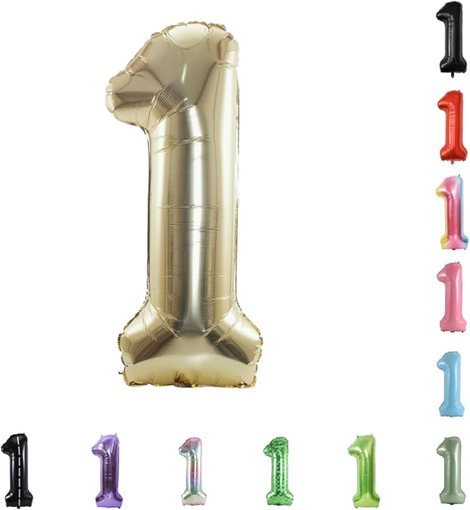 40 Inch Large Foil Helium Number Balloon Birthday Wedding Party 0-9 (Pale Gold, 1)