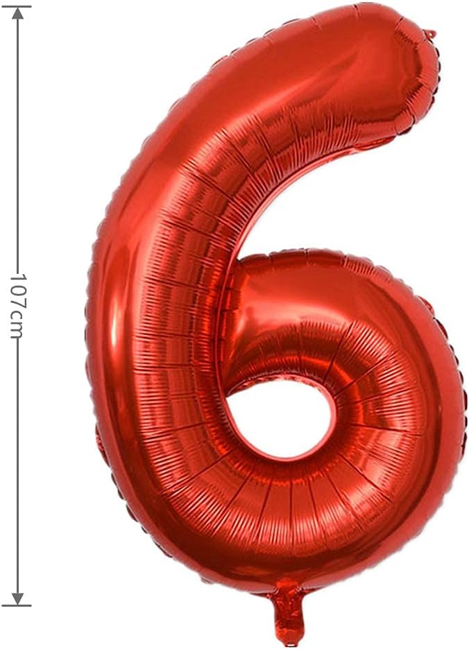 40 Inch Large Foil Helium Number Balloon Birthday Wedding Party 0-9 (Red, 6)
