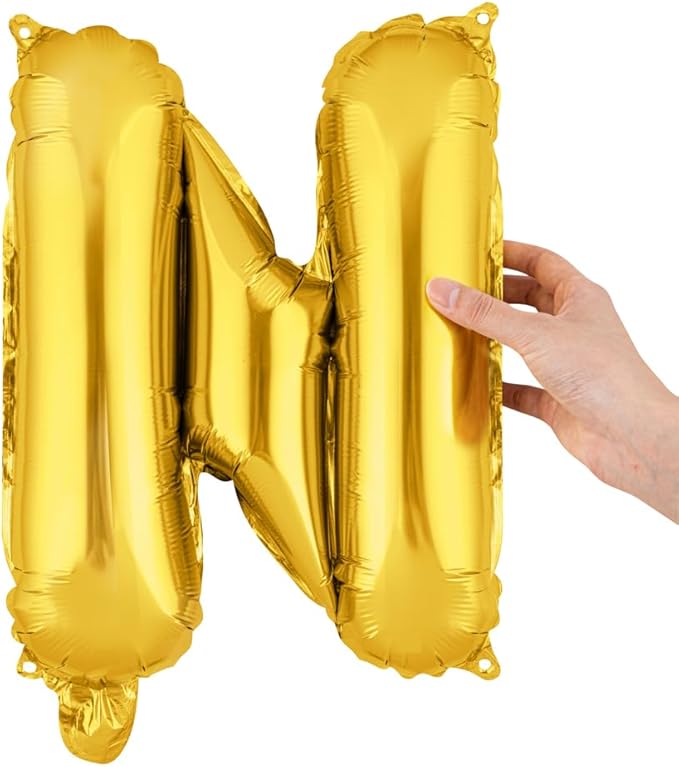 Restaurantware-Balloonify 16 Inch Letter Balloon, 1 Alphabet Party Balloon - Letter N, Self-Sealing, Gold Foil Mylar Finish, Hanging Loop, Decoration For Birthday, Wedding, Or Graduation