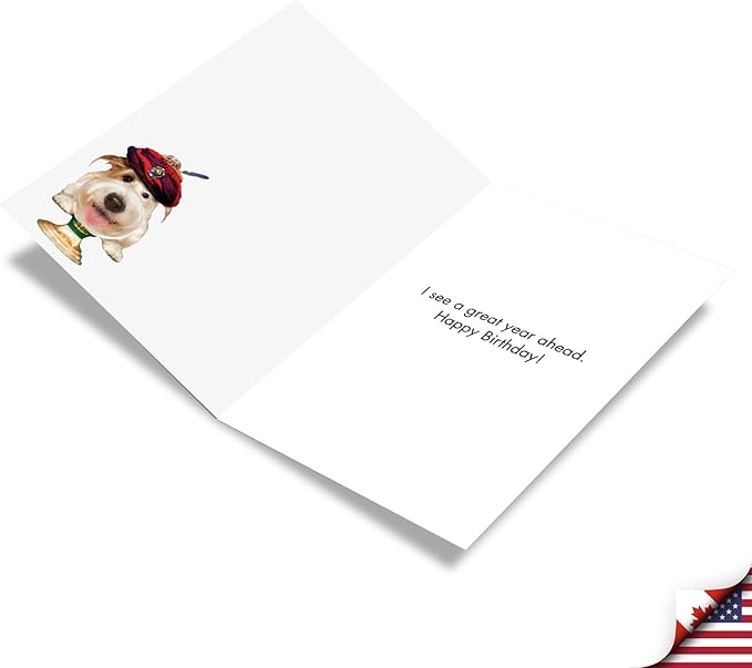 NobleWorks - 1 Happy Birthday Card with Funny Animals - Wildlife and Pet Humor, Fun Birthday Celebration Notecard - Dog Psychic C3210BDG