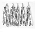 9.8in Silver Tissue Paper Tassel DIY Hanging Paper Decorations Party Garland Decor for Parties, Weddings, Festivals, Baby Showers - 20PCS (25cm)