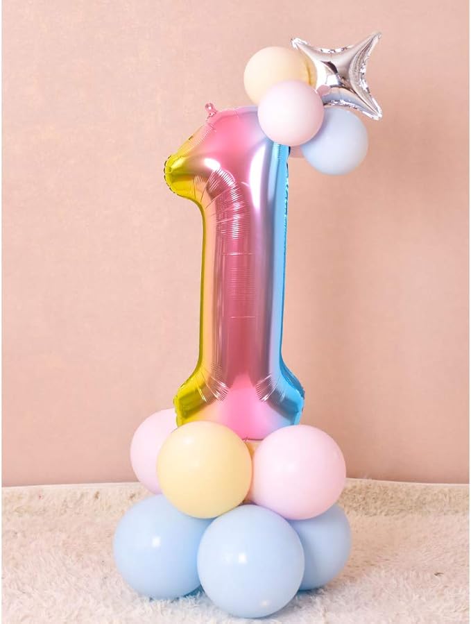 TONIFUL 40 Inch Rainbow Large Numbers Balloons 0-9, Number 6 Digital 6 Helium Balloons, Foil Mylar Big Number Balloons for Birthday Party Anniversary Supplies Decorations