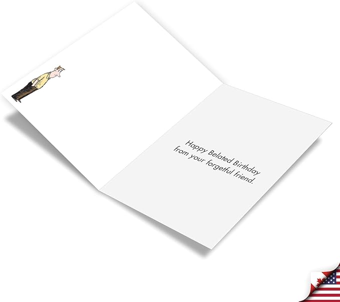 NobleWorks Funny Belated Birthday Paper Card with 5 x 7 Inch Envelope (1 Card) Forgetful C10647BEG