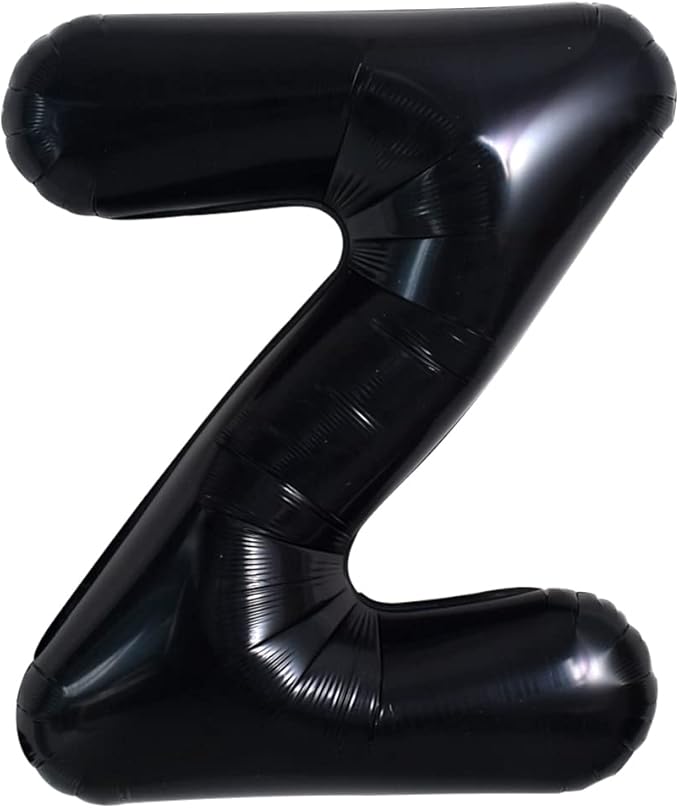 TONIFUL 40 Inch Large Black Z Letter Balloon - Jumbo Helium Foil Mylar Big Alphabet for 2026 New Year Eve Graduation Wedding Baby Shower Birthday Party Anniversary Supplies Decorations